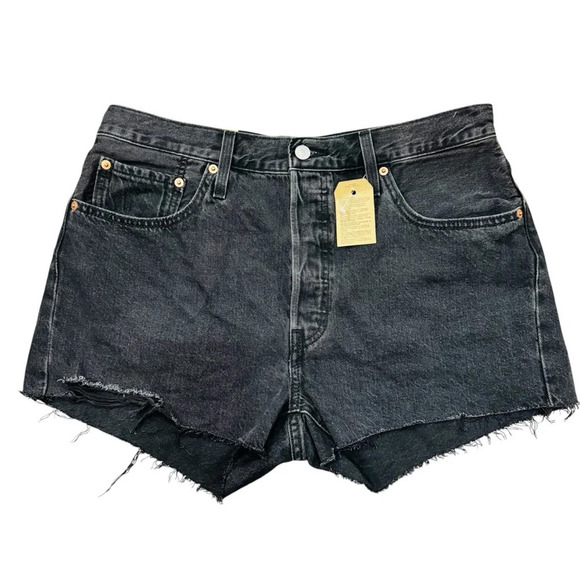 NWT Levi's 501 XX Premium Charcoal High Waisted Button fly Denim Shorts Size 32 - Picture 1 of 7
